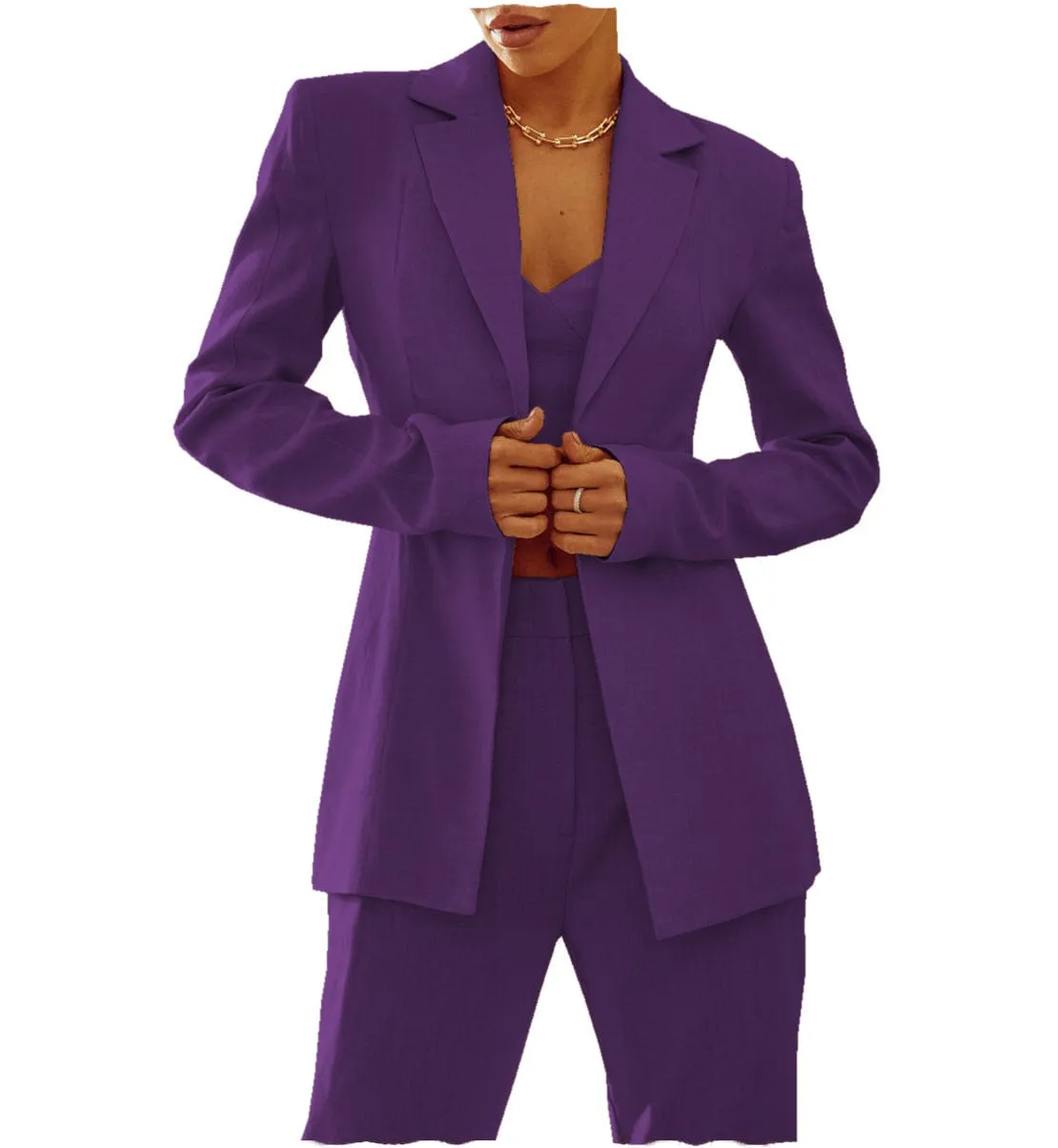 2 Pieces Single Buttons Notch Lapel Casual Slim Fit Women Suit