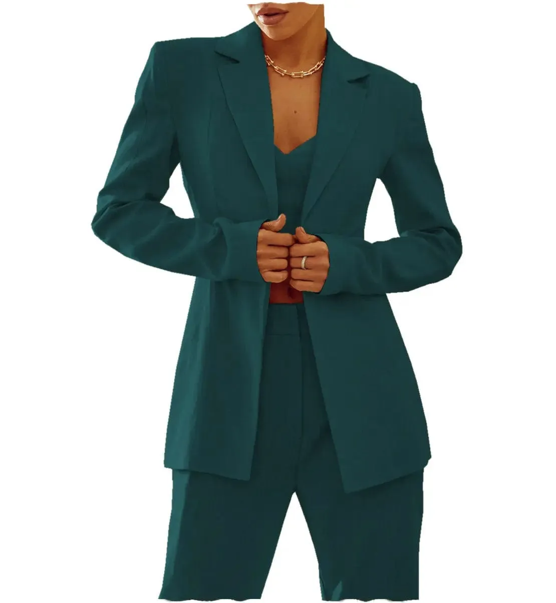 2 Pieces Single Buttons Notch Lapel Casual Slim Fit Women Suit