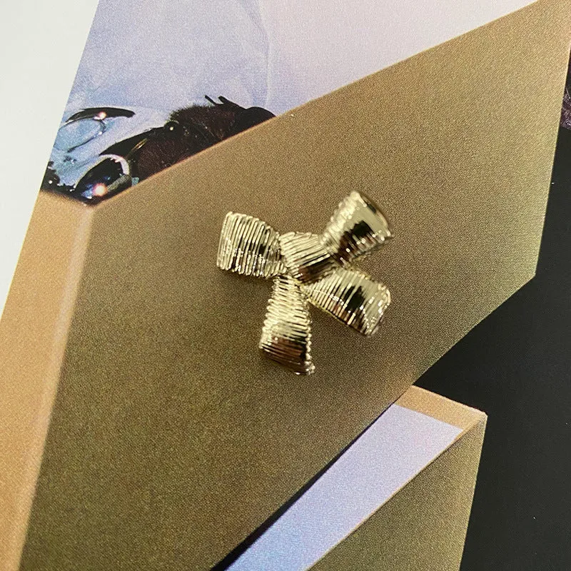 21mm Striped Bow Metal Button 12 Pack (Gold and Silver)