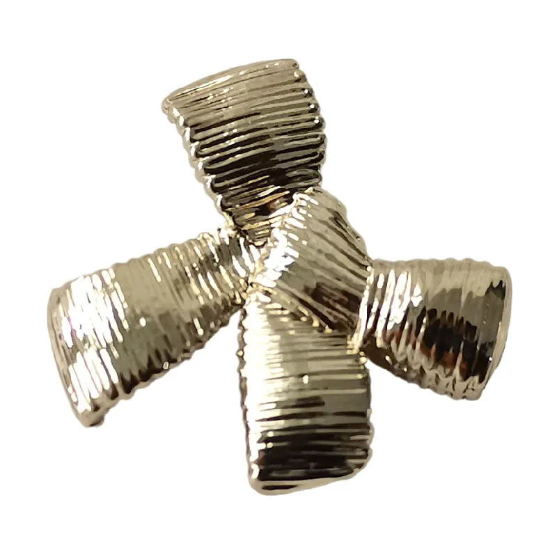 21mm Striped Bow Metal Button 12 Pack (Gold and Silver)