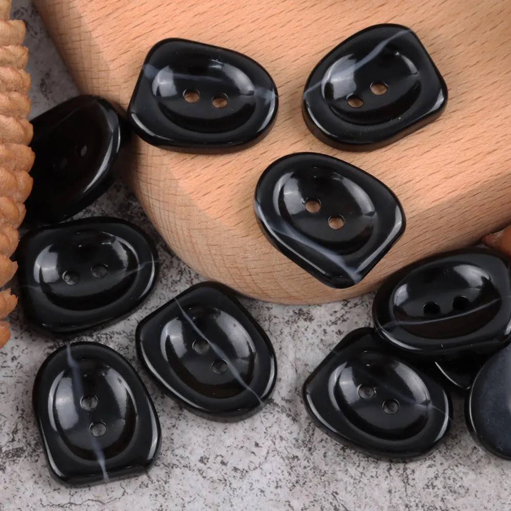 25mm Coffee,Dark Brown and Off White Nail Shaped Two Hole Resin Buttons 30PCS
