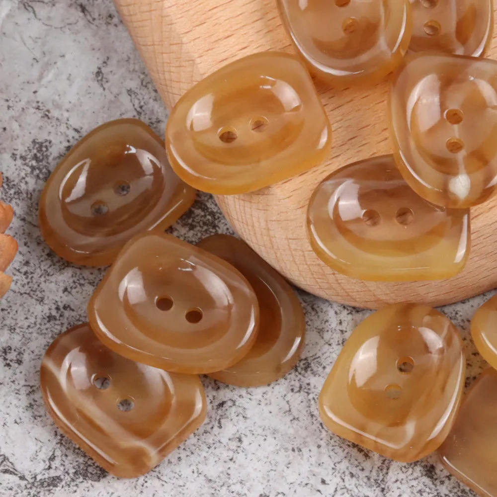 25mm Coffee,Dark Brown and Off White Nail Shaped Two Hole Resin Buttons 30PCS