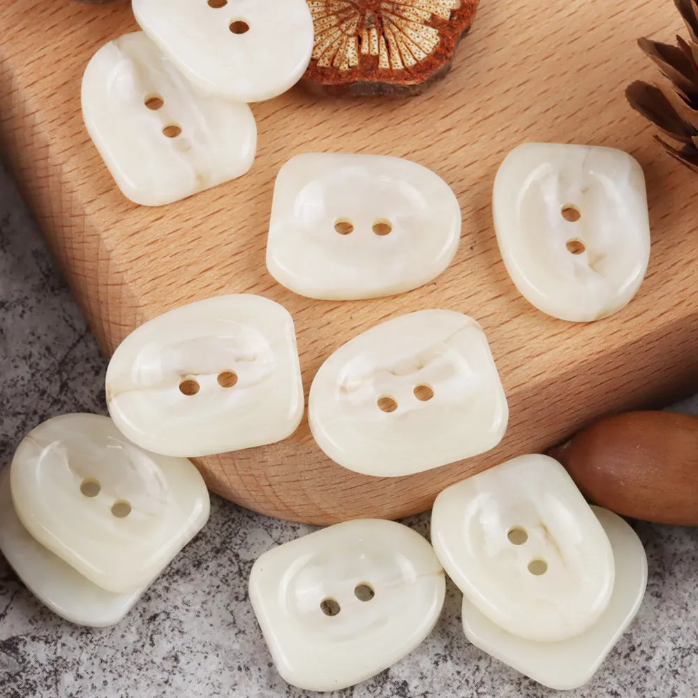 25mm Coffee,Dark Brown and Off White Nail Shaped Two Hole Resin Buttons 30PCS