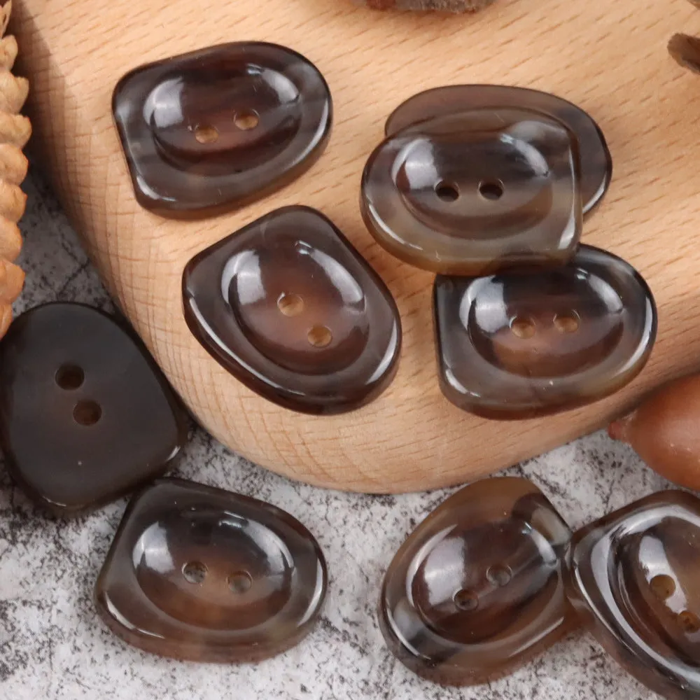 25mm Coffee,Dark Brown and Off White Nail Shaped Two Hole Resin Buttons 30PCS