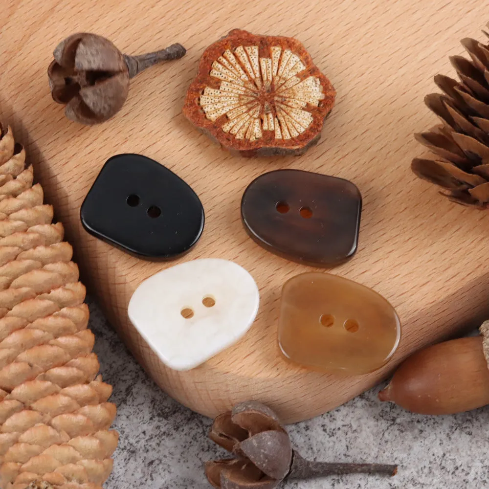 25mm Coffee,Dark Brown and Off White Nail Shaped Two Hole Resin Buttons 30PCS