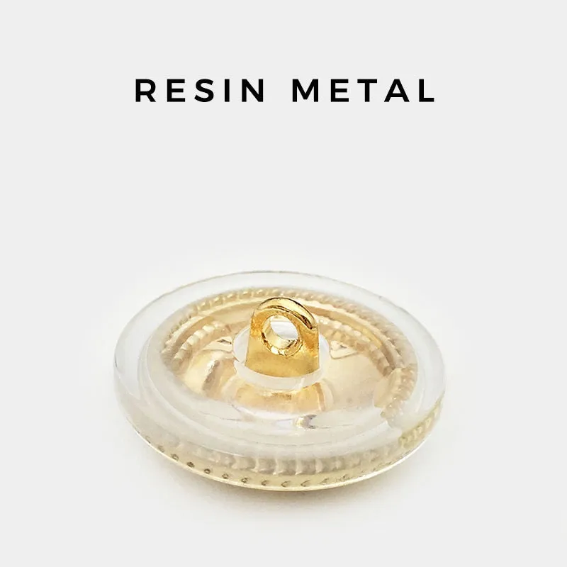 25mm Round Transparent Vintage Cross Metal-Resin Buttons 12pcs