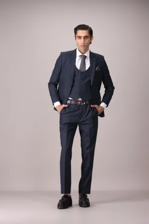 3 Piece Checkered Slim Fit Suit