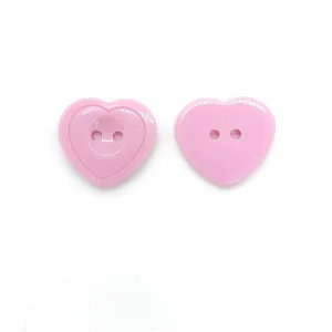 36L Pink Two-Hole Heart Shaped Resin Craft Buttons 60pcs