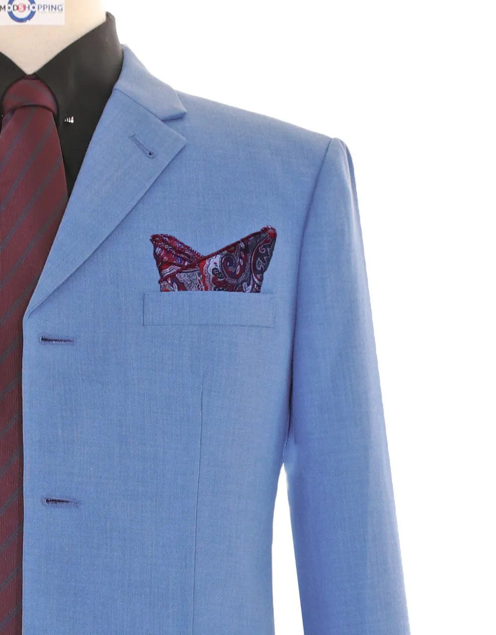 60s Mod Style Pale Blue Suit