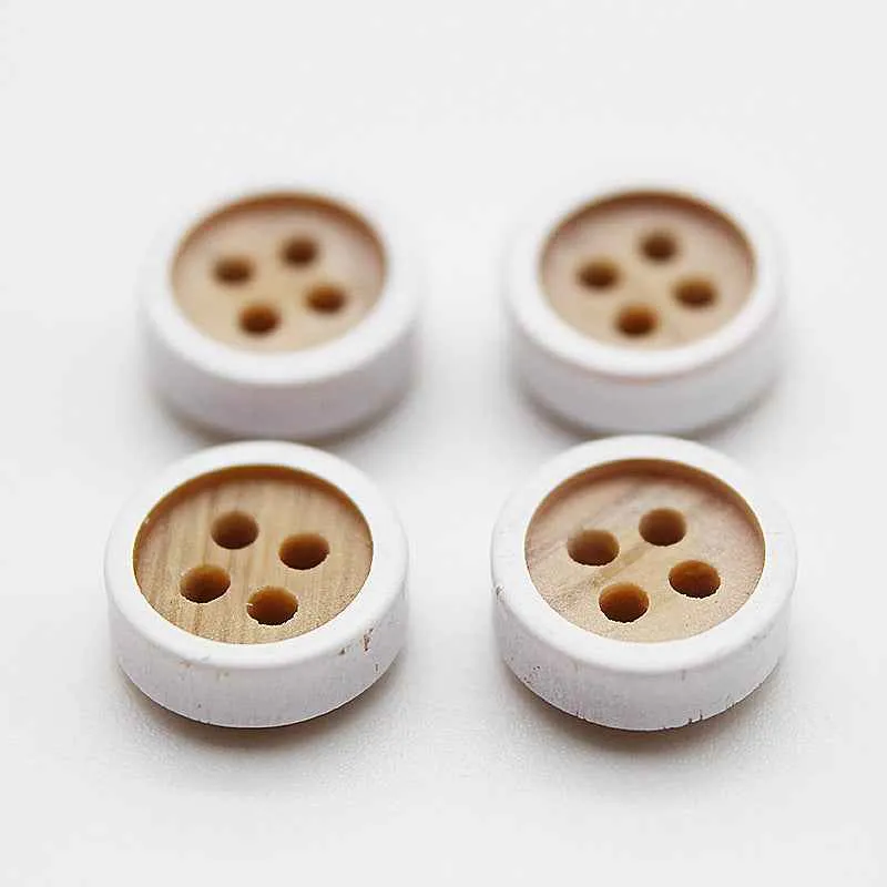 8.8mm Round 4-Hole Double-Layer Wood Grain Resin Buttons 100pcs