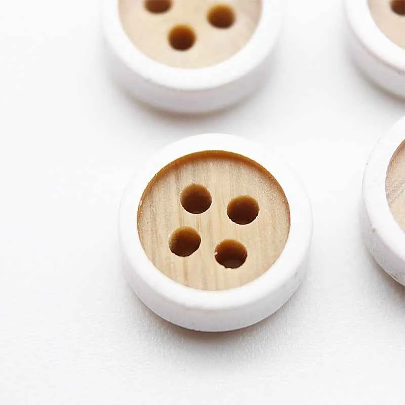 8.8mm Round 4-Hole Double-Layer Wood Grain Resin Buttons 100pcs