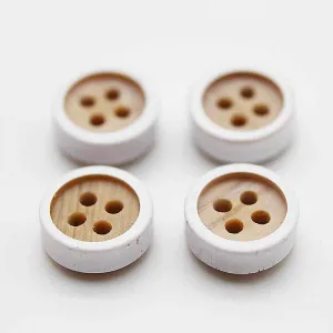 8.8mm Round 4-Hole Double-Layer Wood Grain Resin Buttons 100pcs
