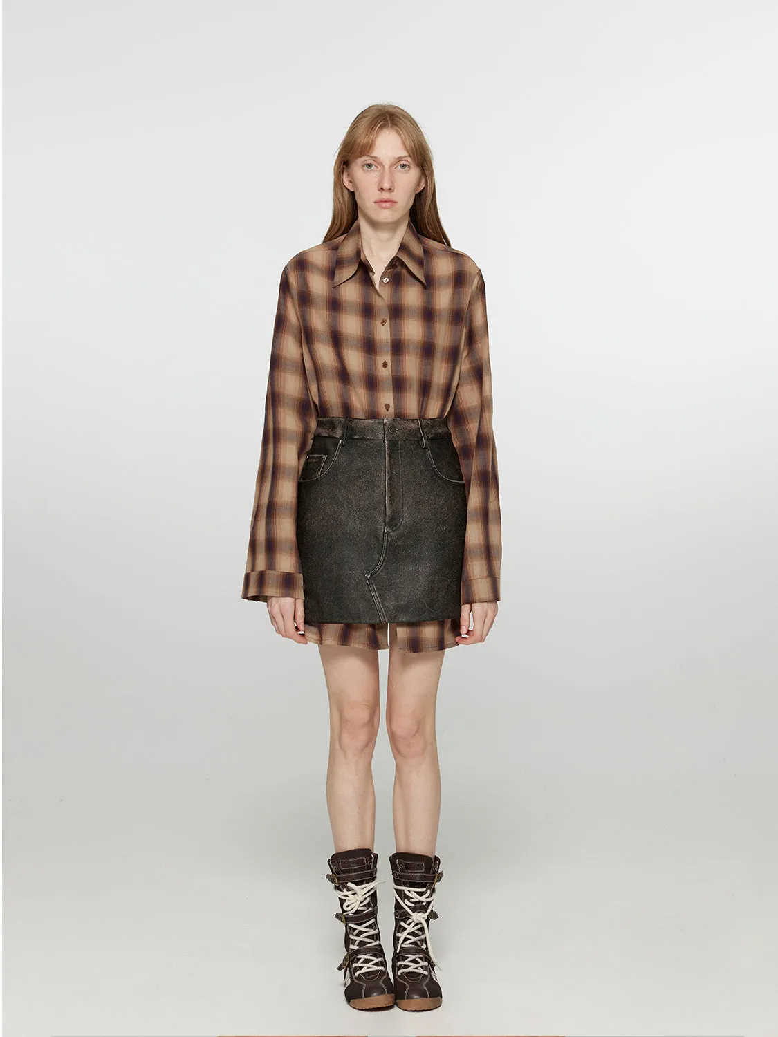 A-line Leather Skirt