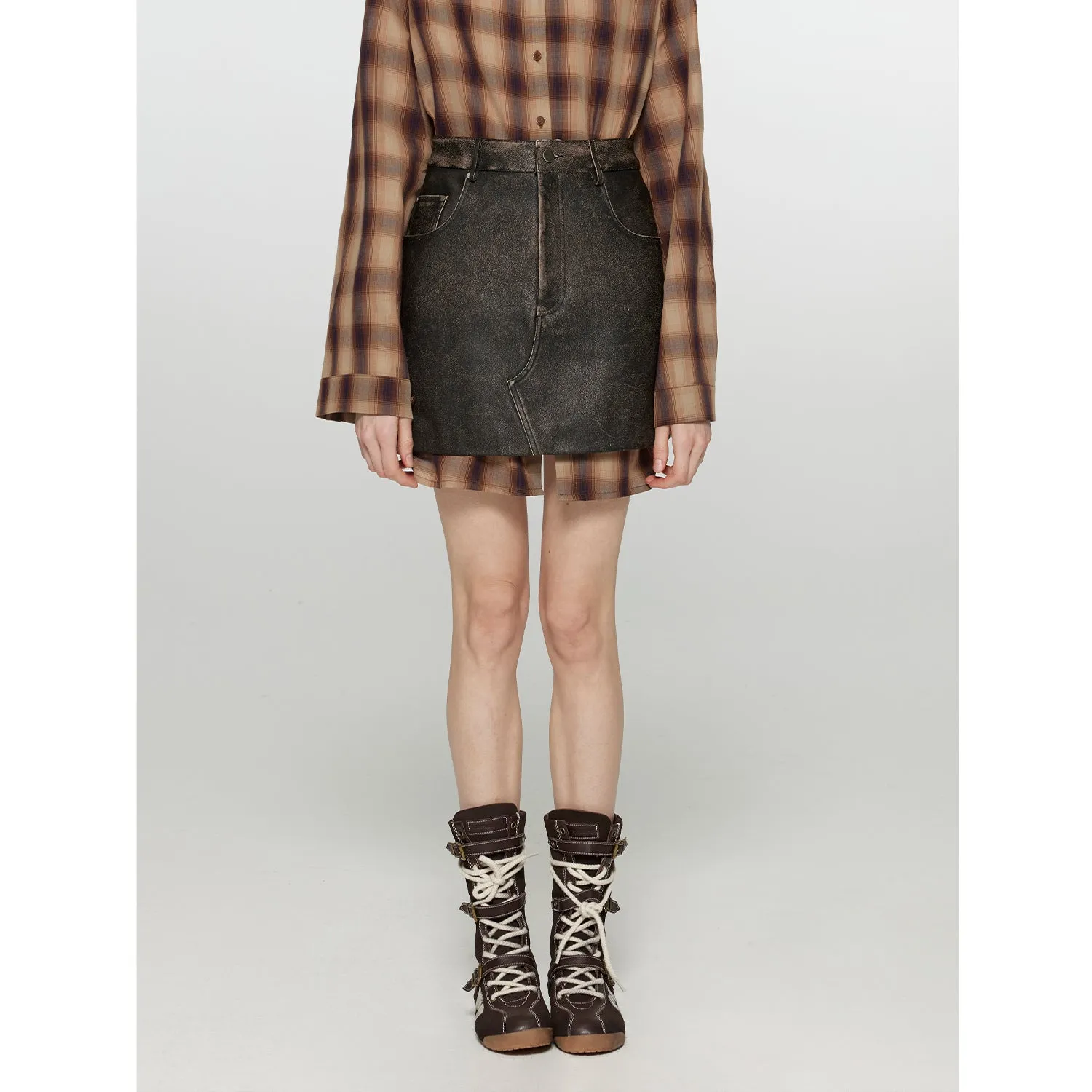 A-line Leather Skirt