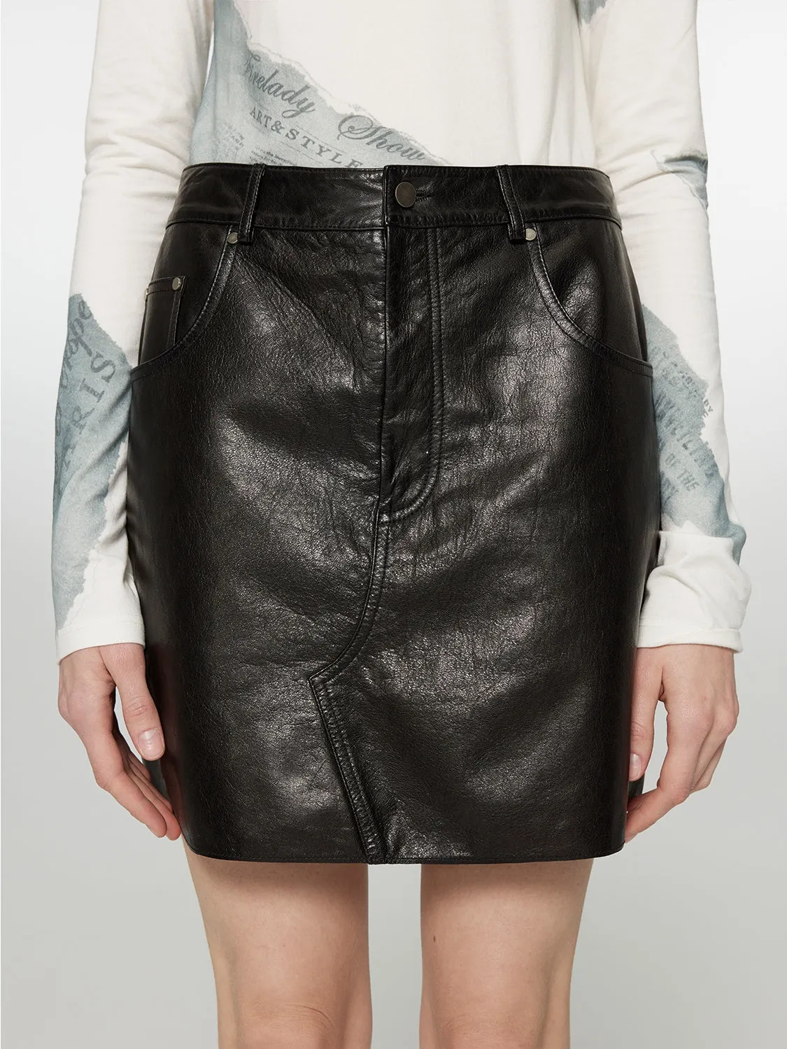 A-line Leather Skirt