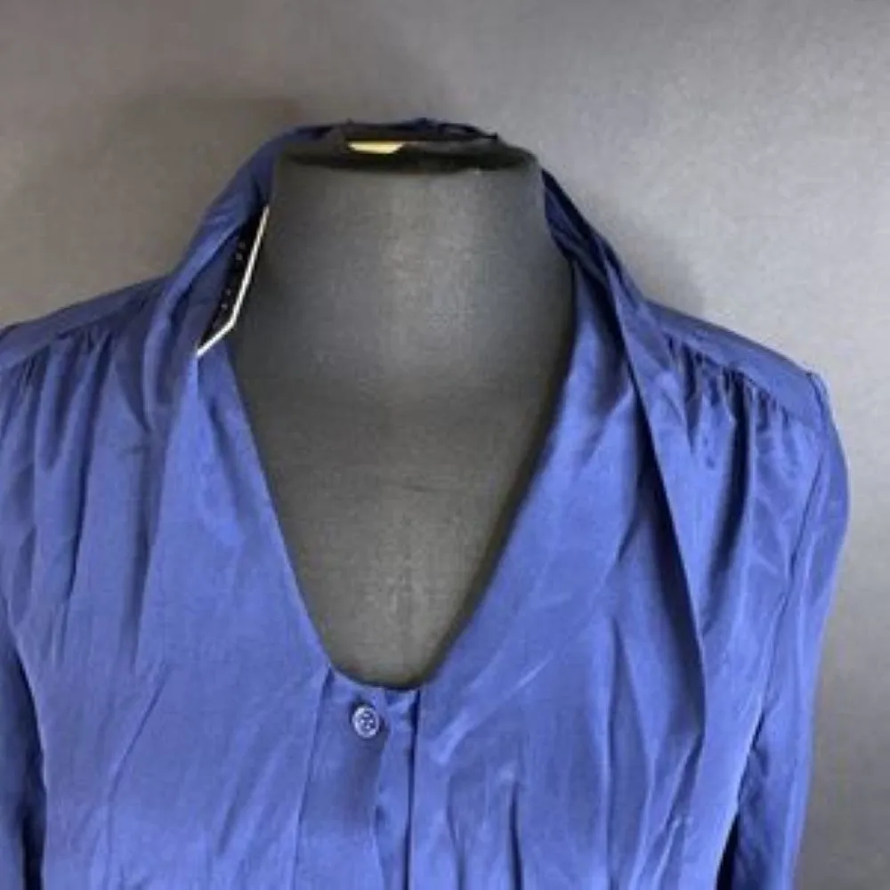 Alice   Olivia  Blue Arie Tie-Neck Silk Top-XS