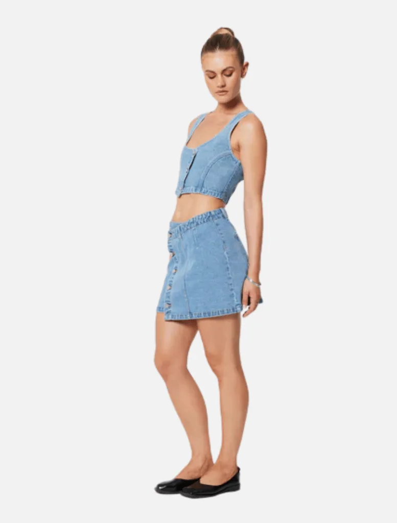Aline Wrap Skirt Gigi - Mid Blue