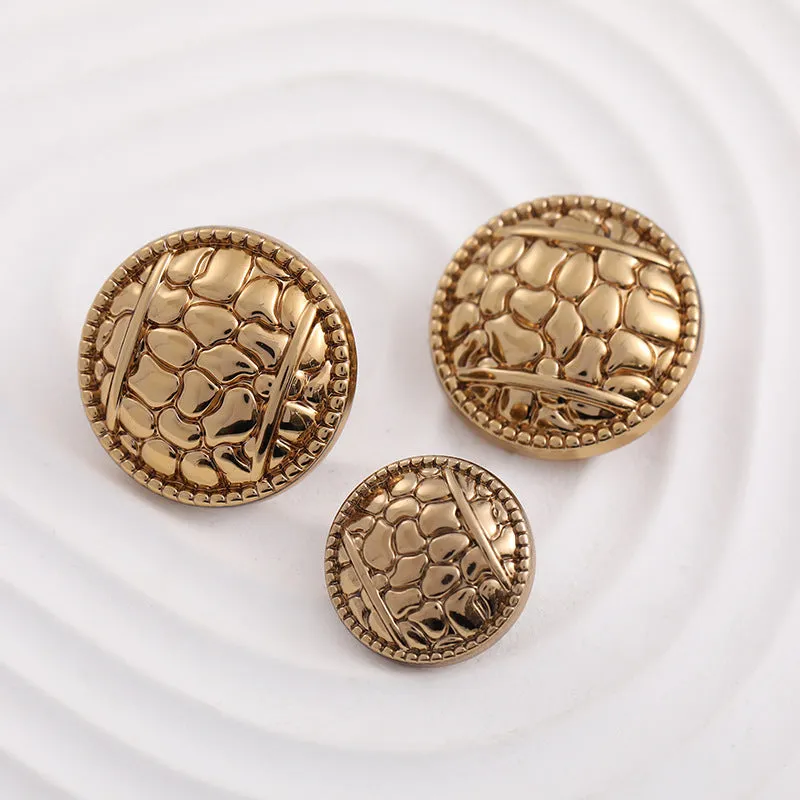 Antique Gold Round Metal Button with Pebble Pattern and Handle 100pcs