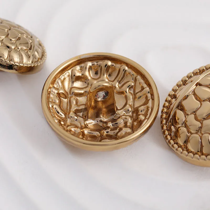 Antique Gold Round Metal Button with Pebble Pattern and Handle 100pcs
