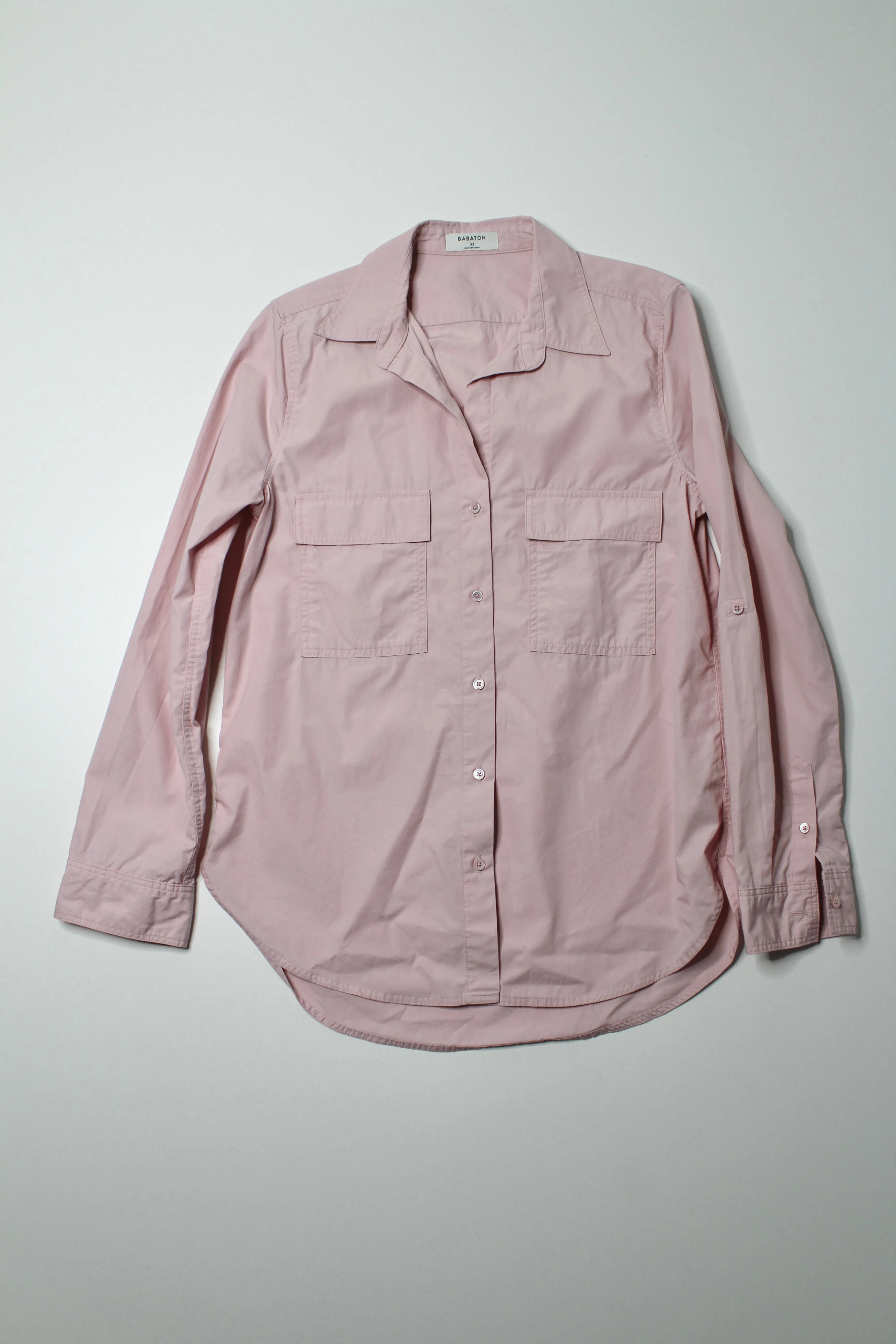 Aritzia Wilfred Free pink button up cotton button up shirt, size xs (oversized fit)