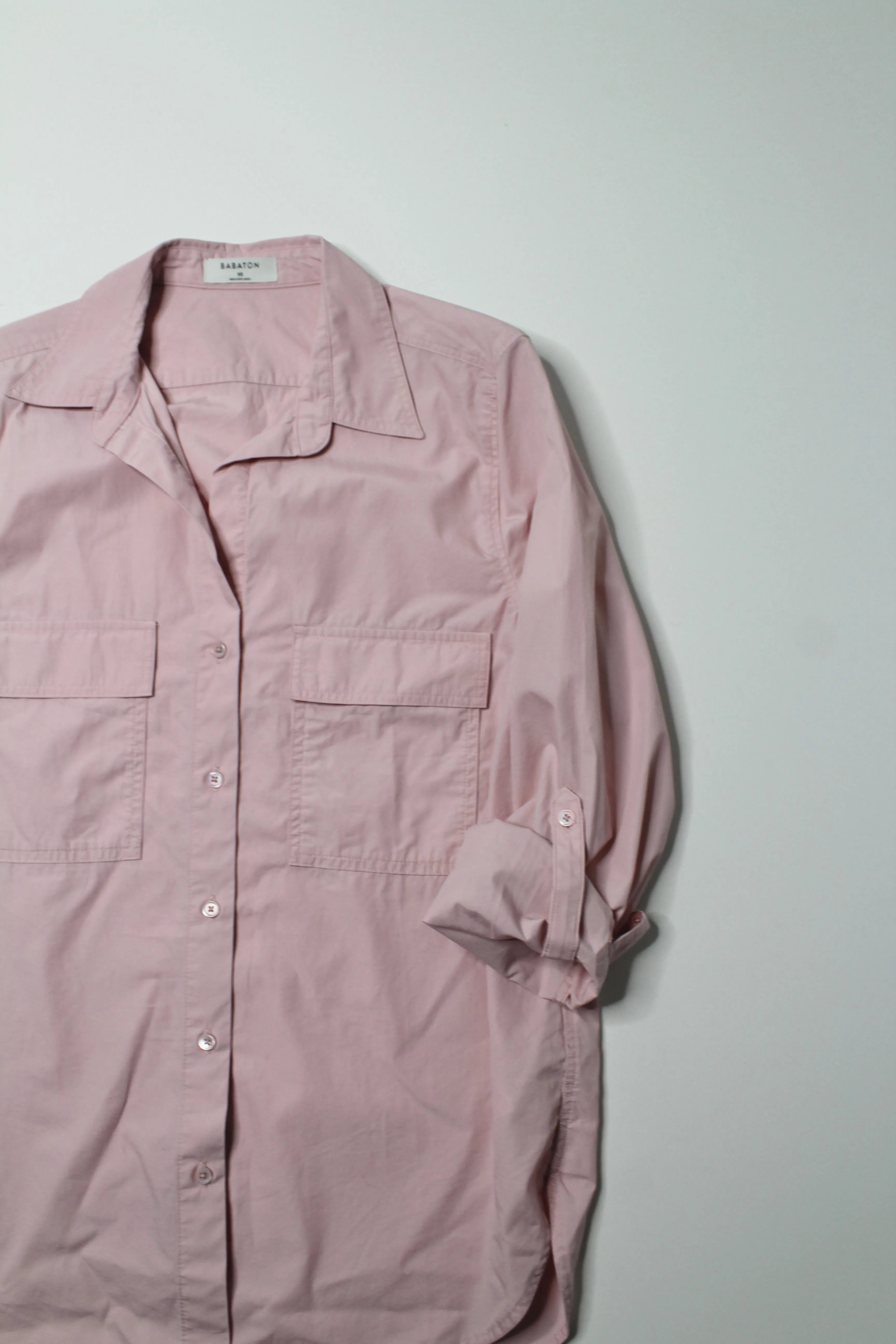 Aritzia Wilfred Free pink button up cotton button up shirt, size xs (oversized fit)