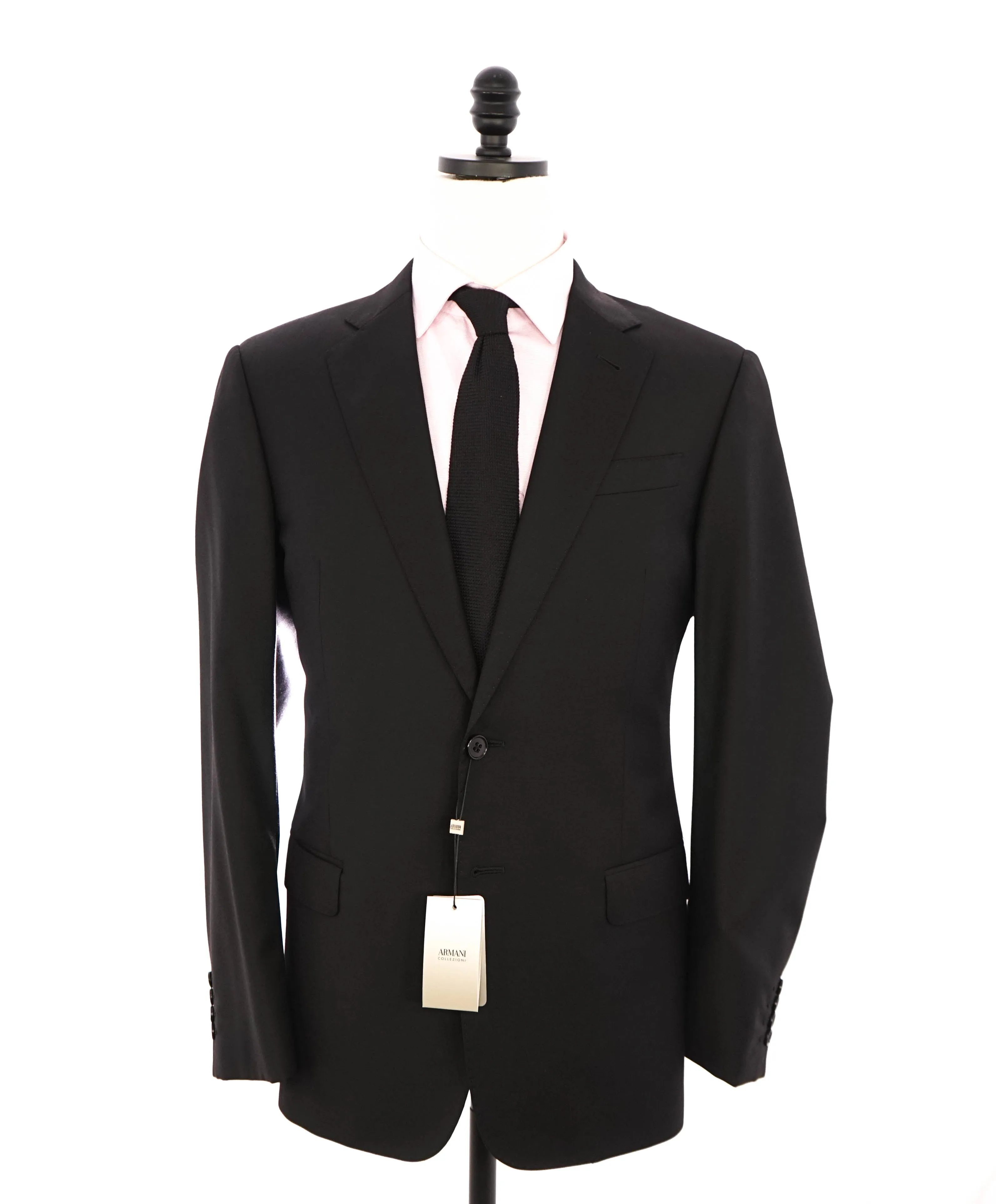 ARMANI COLLEZIONI -  "G Line" Modern Solid Black Notch Lapel Suit - 40R