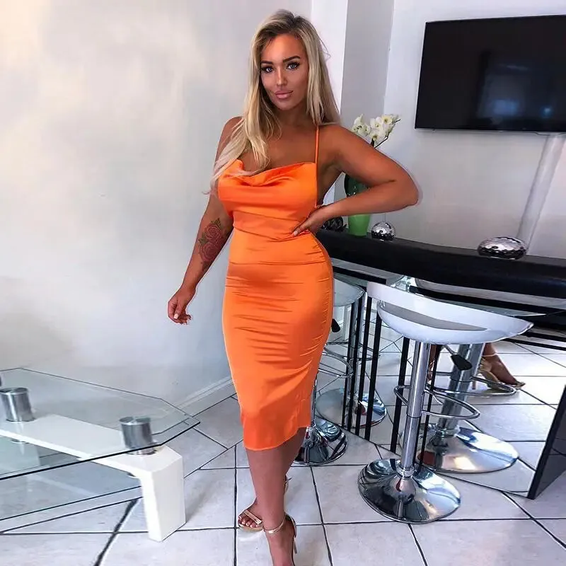 Asia Satin Long Elegant Party Night Sexy Backless Lace-up Slim Fit Bodycon Dress
