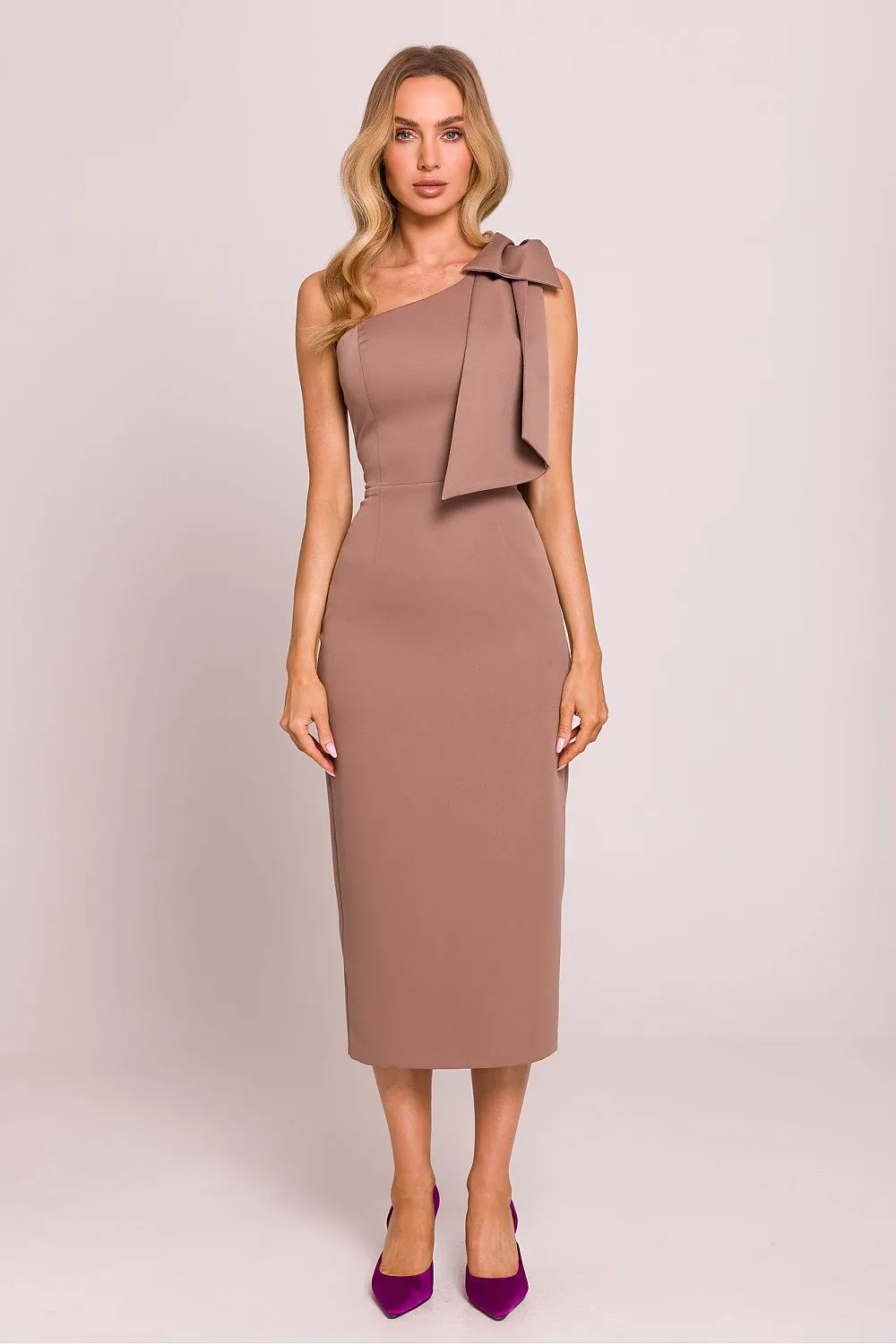 Asymmetrical Bow Midi Dress