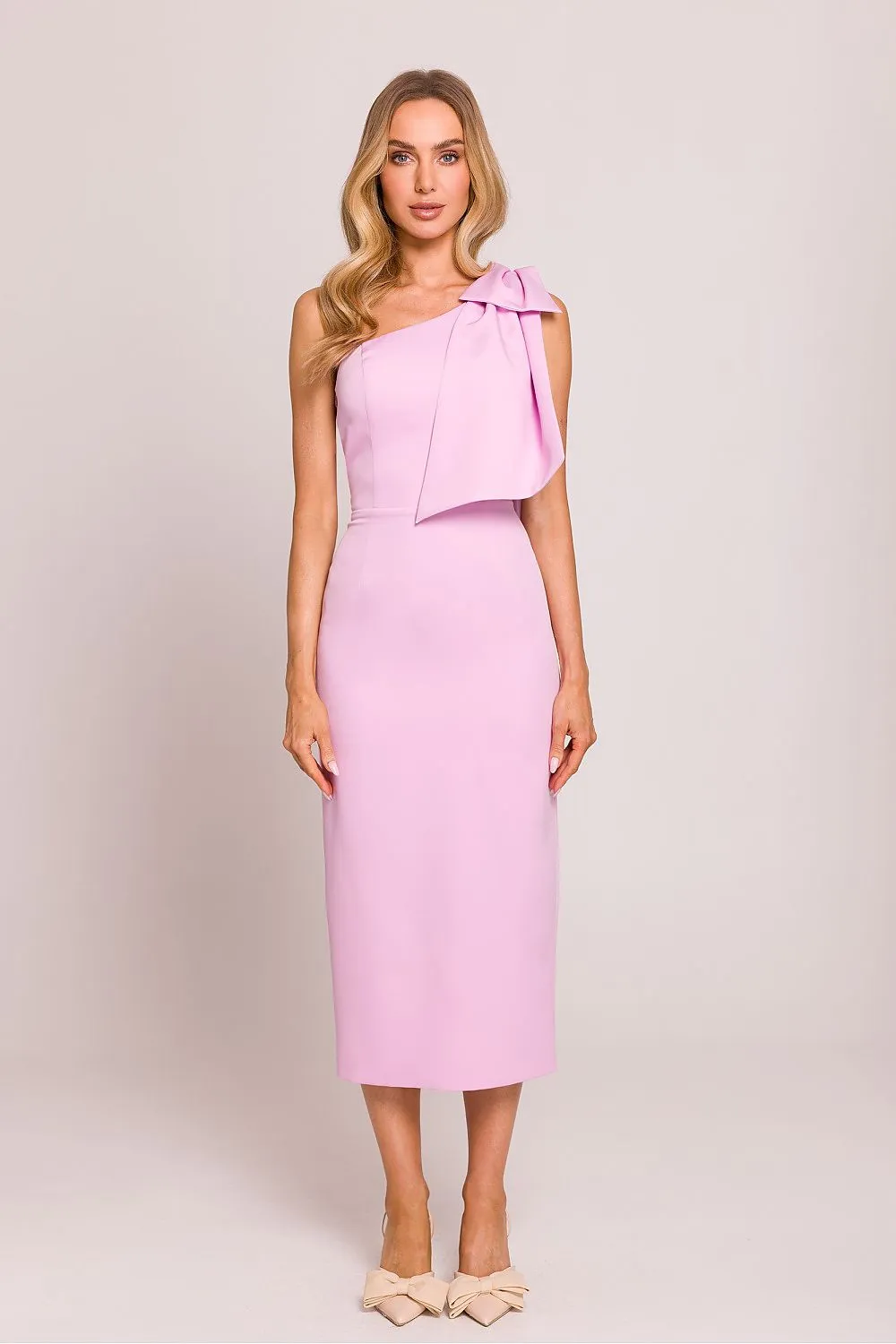 Asymmetrical Bow Midi Dress