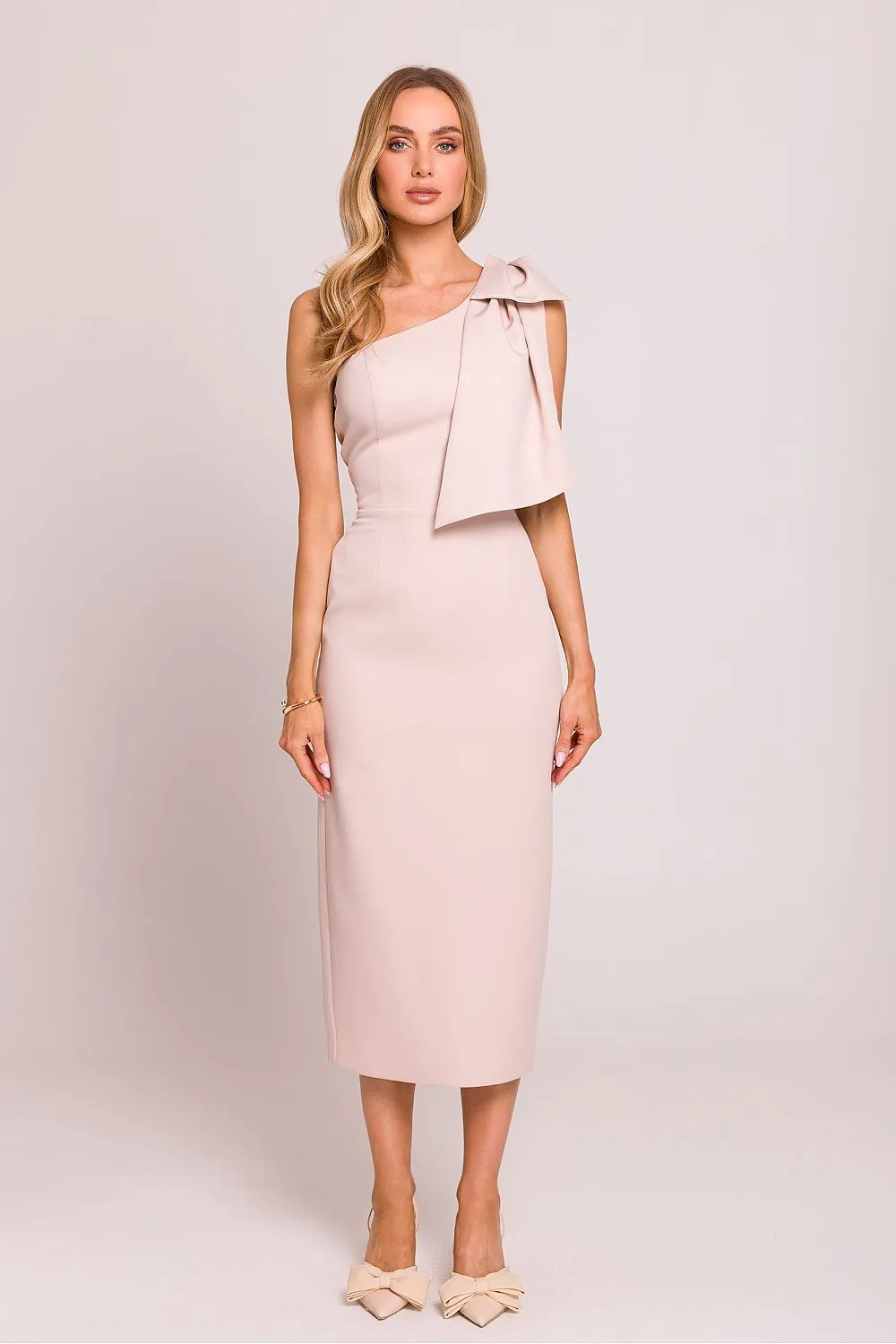 Asymmetrical Bow Midi Dress
