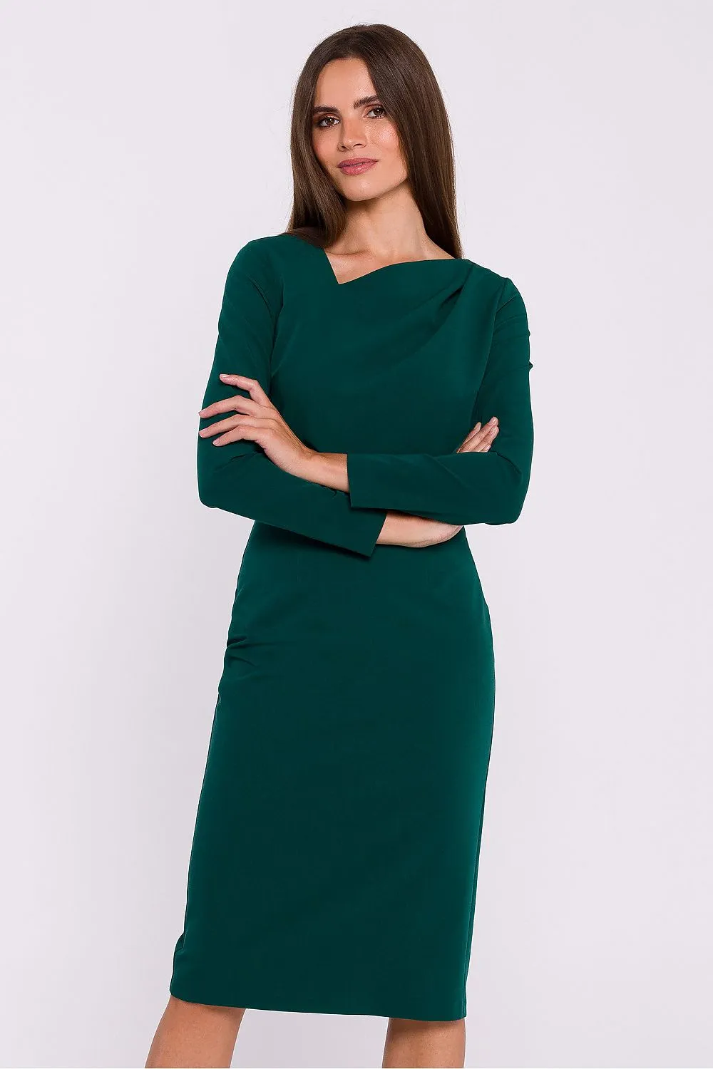 Asymmetrical Neckline Elegant Pencil Dress