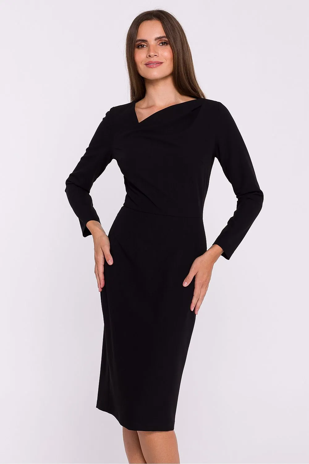 Asymmetrical Neckline Elegant Pencil Dress