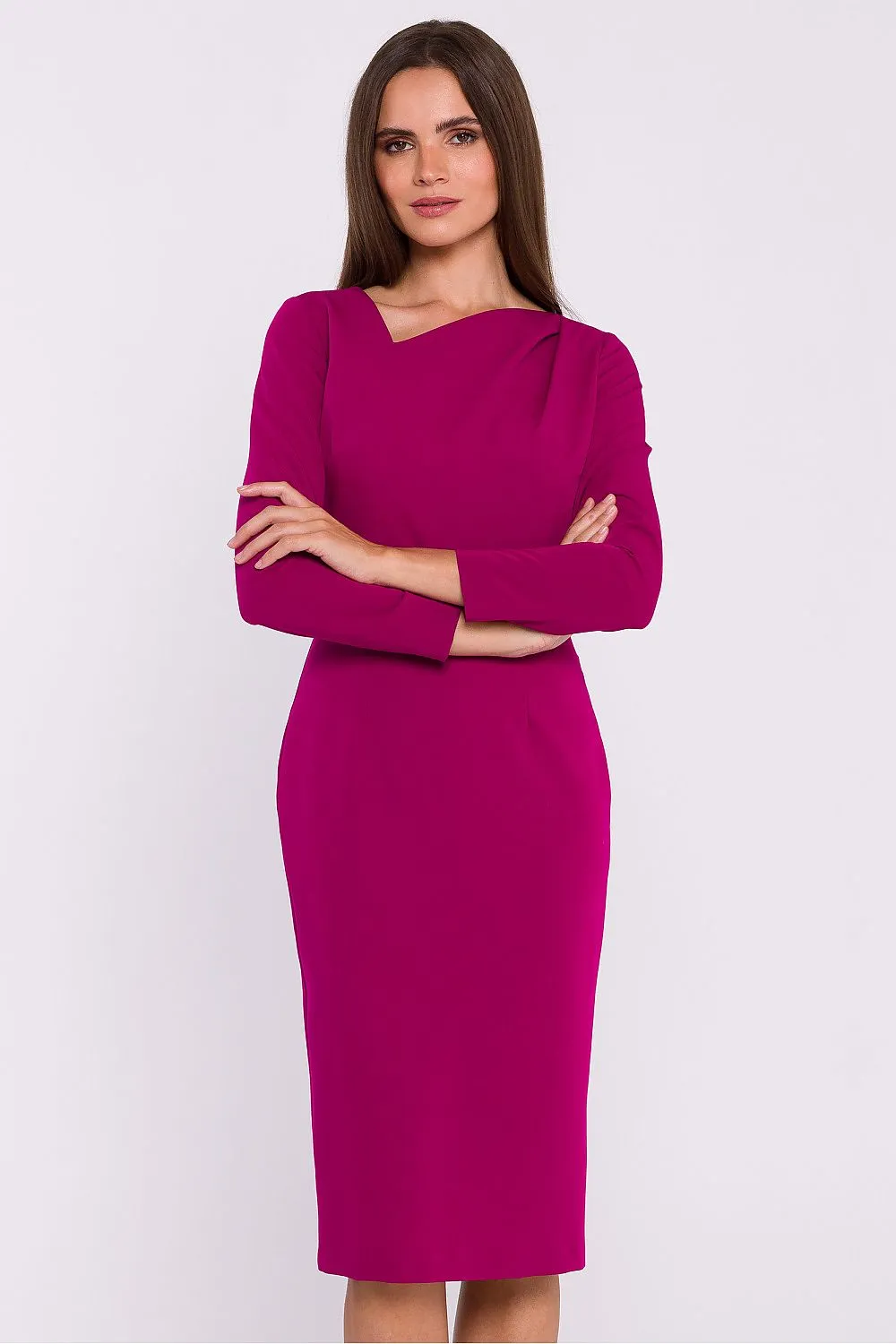 Asymmetrical Neckline Elegant Pencil Dress