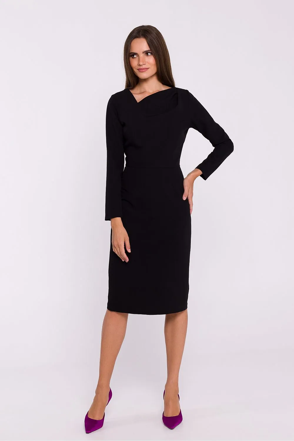 Asymmetrical Neckline Elegant Pencil Dress
