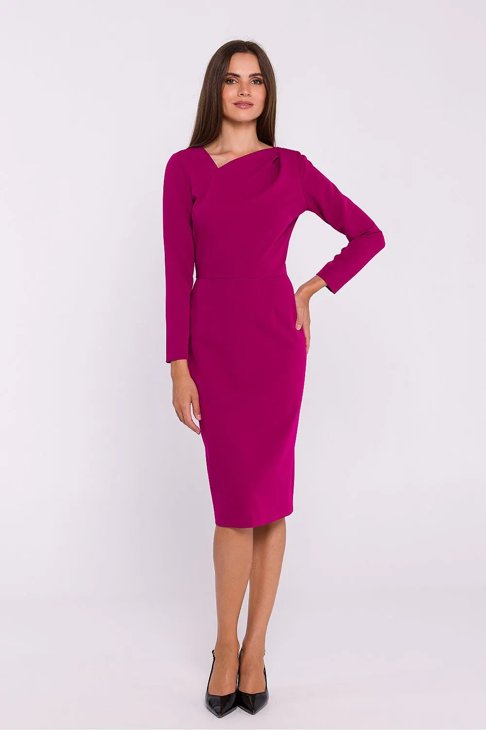 Asymmetrical Neckline Elegant Pencil Dress