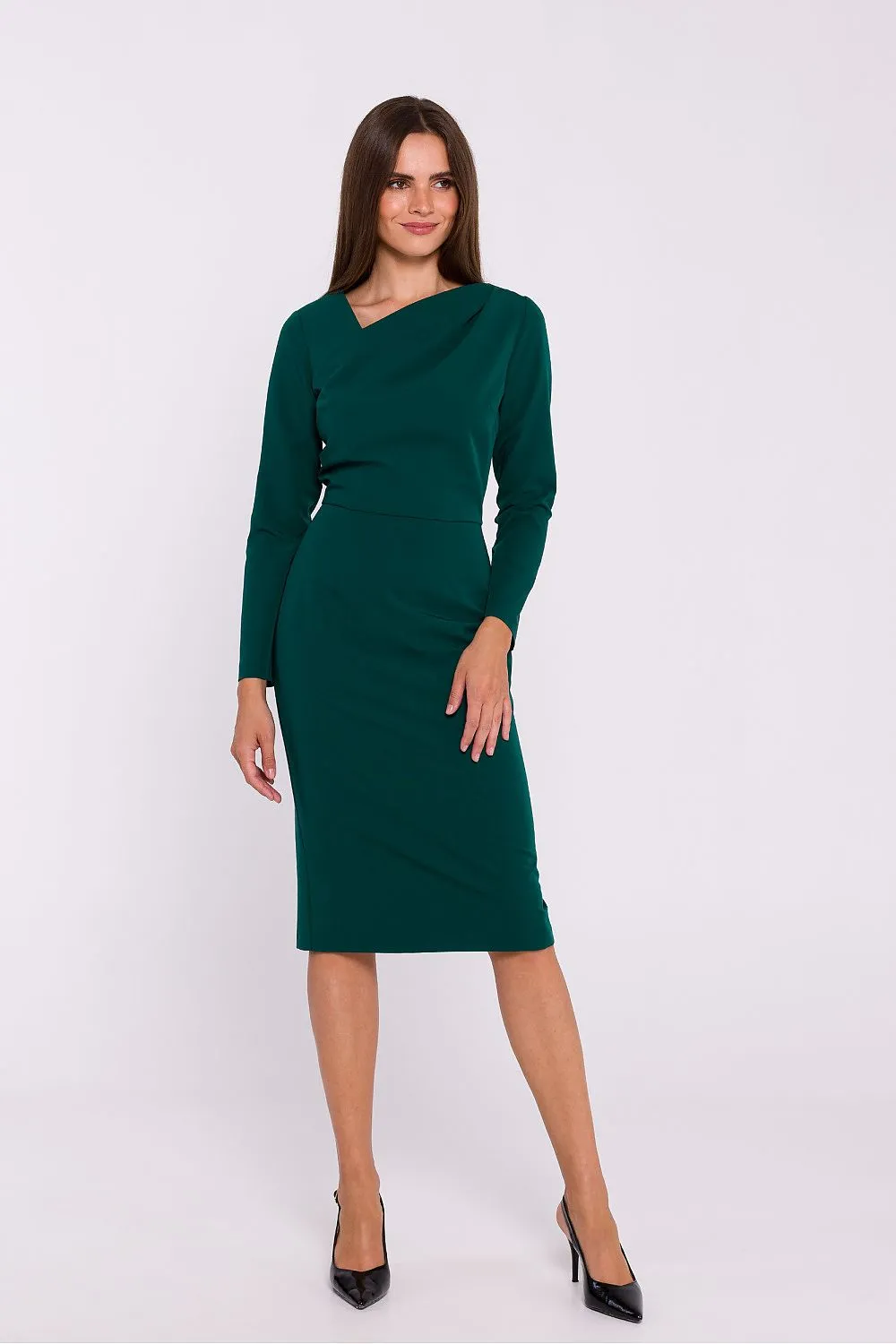Asymmetrical Neckline Elegant Pencil Dress