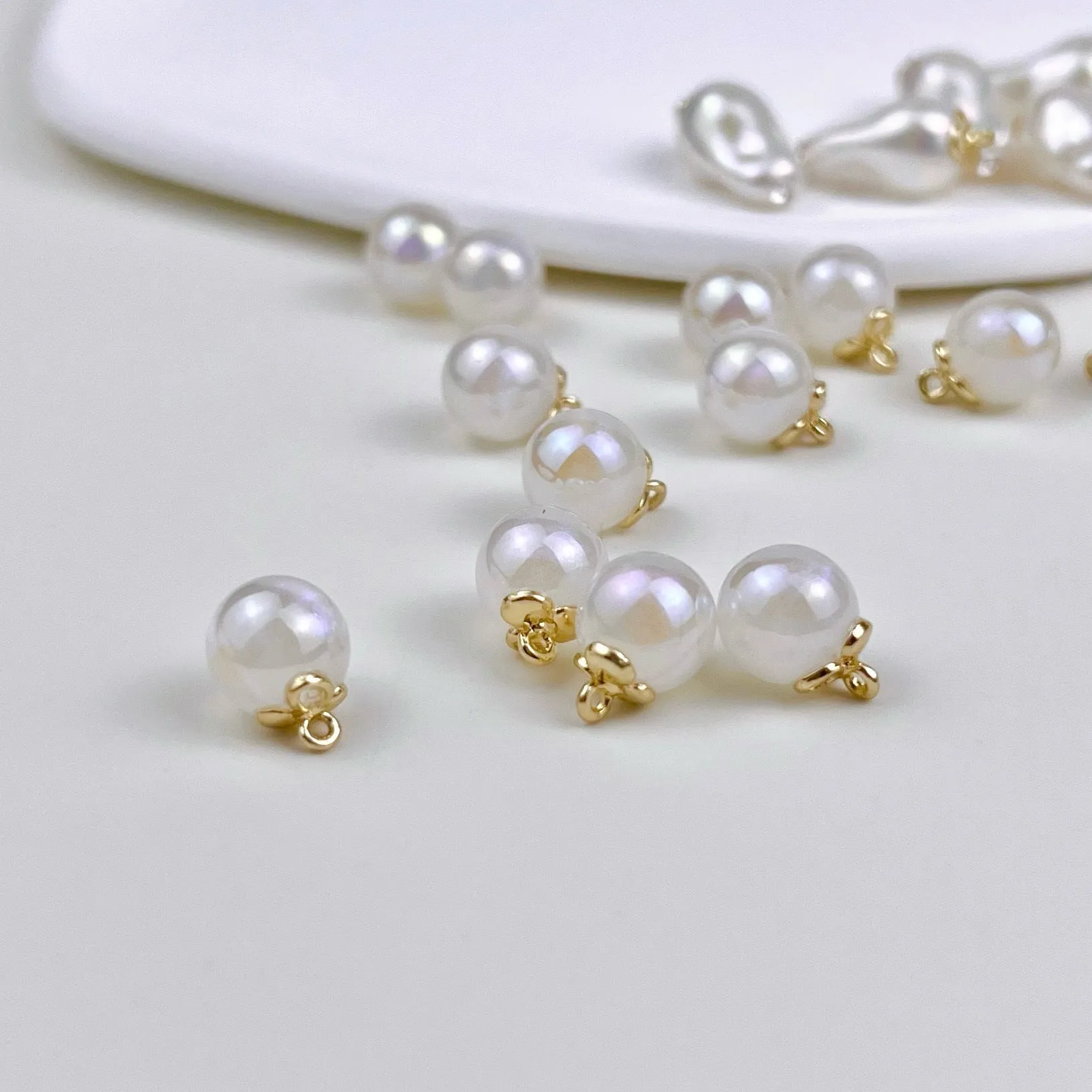Baroque Pearl Shaped Metal Buttons for Chiffon Shirts Blouses 10pcs