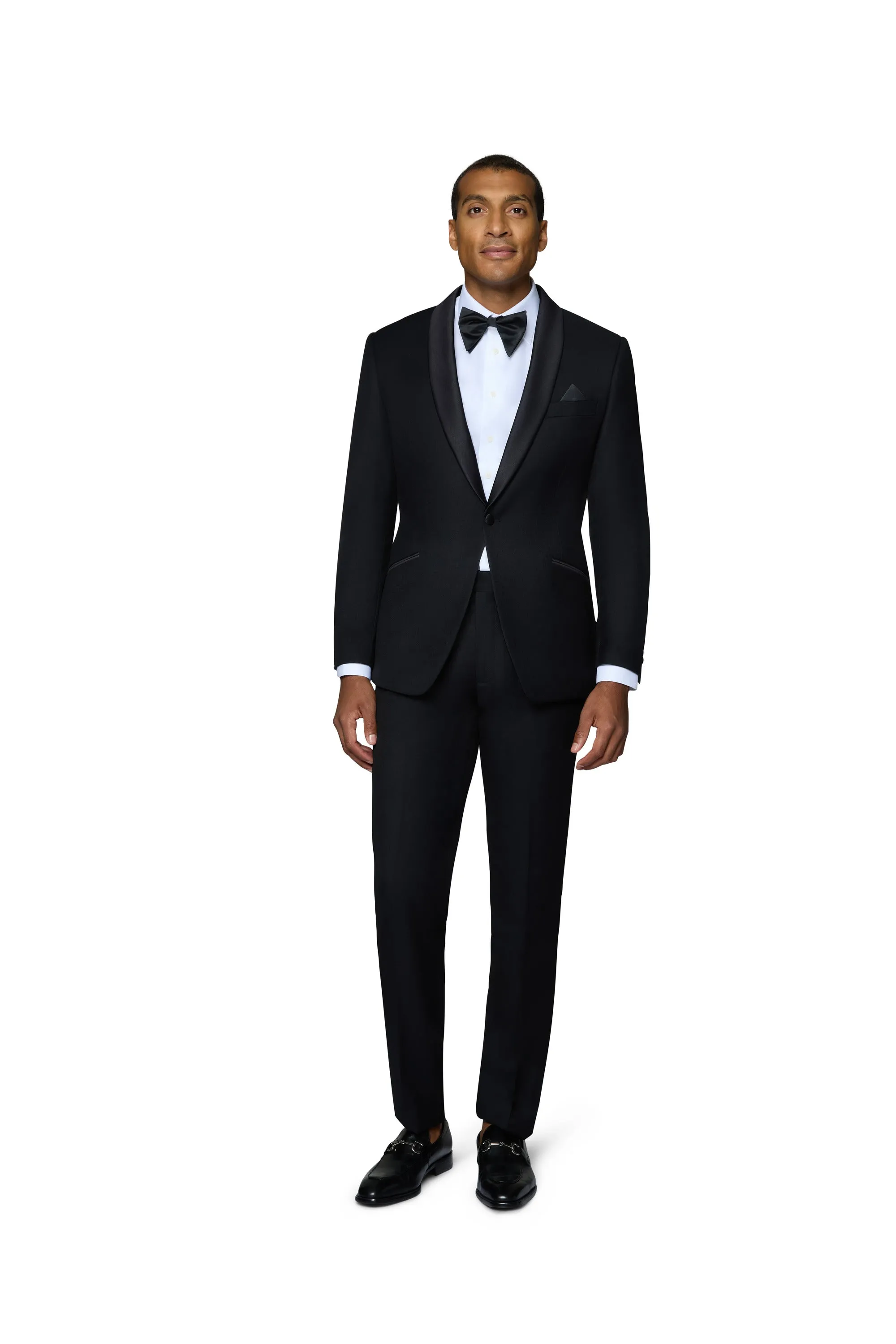 Bergamo Orange Solid Black Shawl Tuxedo Slim Fit