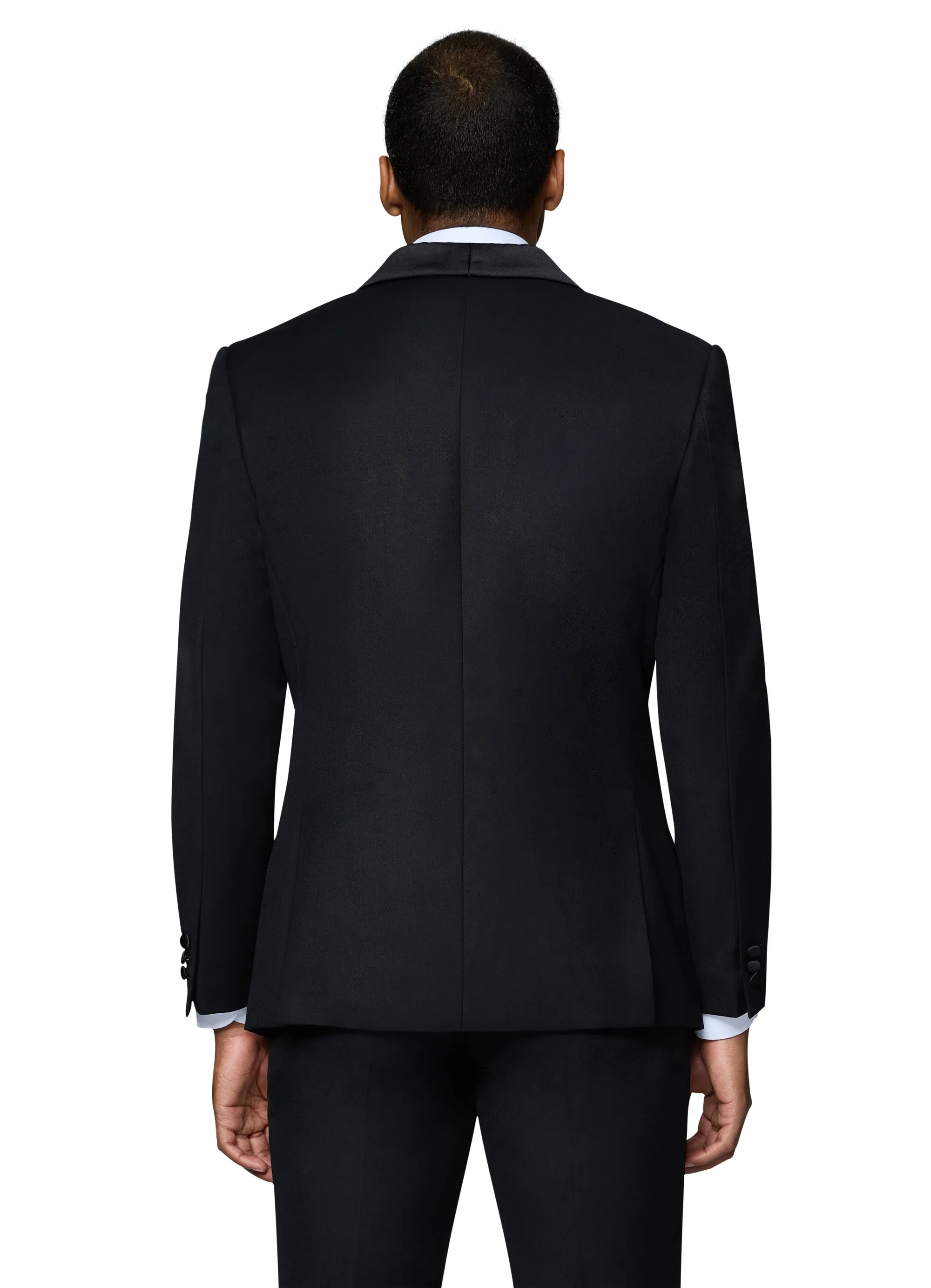 Bergamo Orange Solid Black Shawl Tuxedo Slim Fit