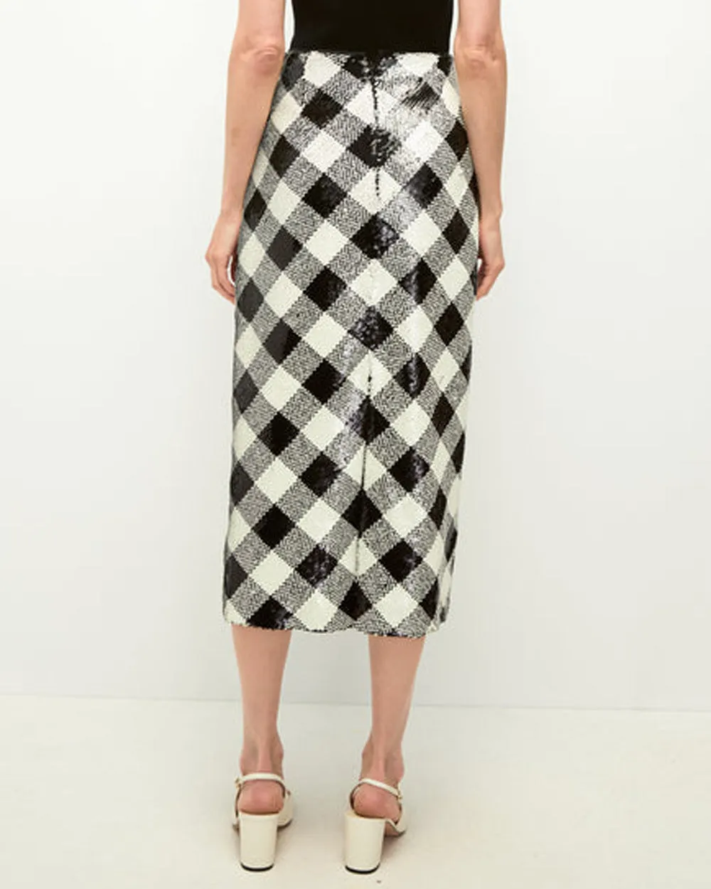 Black and Off White Sequin Allora Skirt
