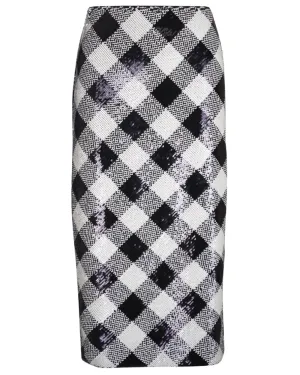 Black and Off White Sequin Allora Skirt