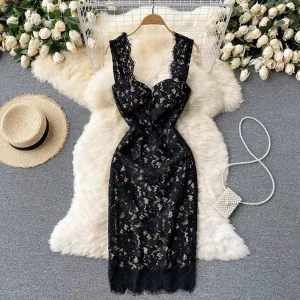 Black Lace Sleeveless Spaghetti Strap