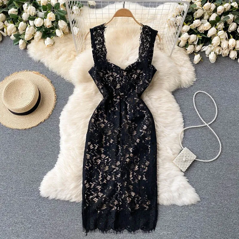 Black Lace Sleeveless Spaghetti Strap