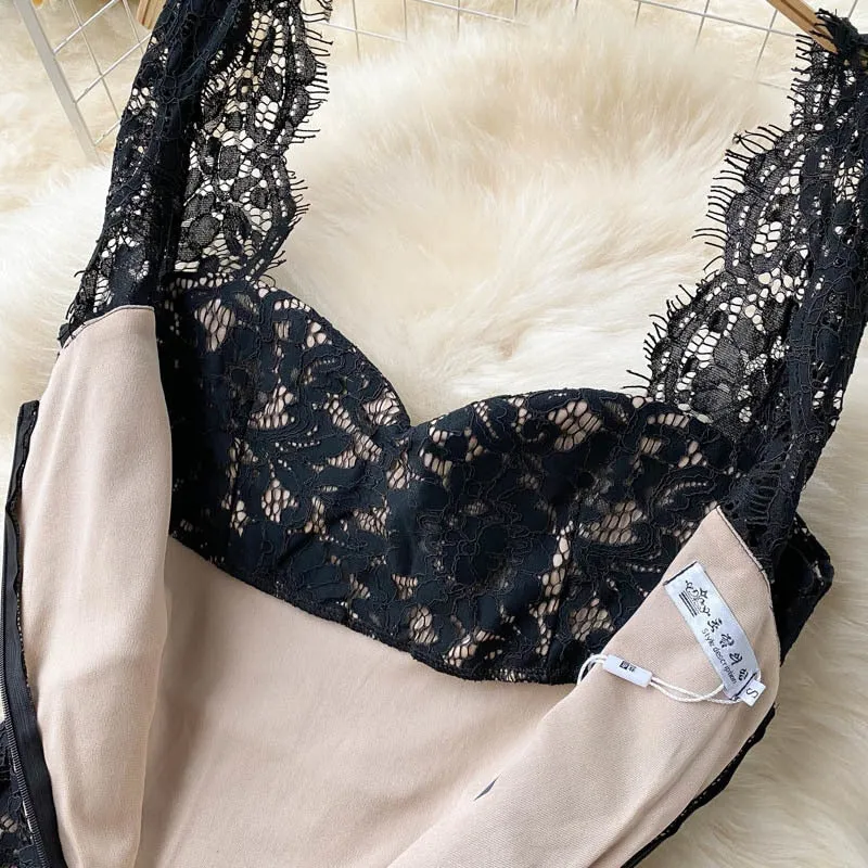 Black Lace Sleeveless Spaghetti Strap