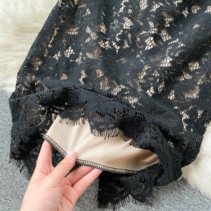 Black Lace Sleeveless Spaghetti Strap