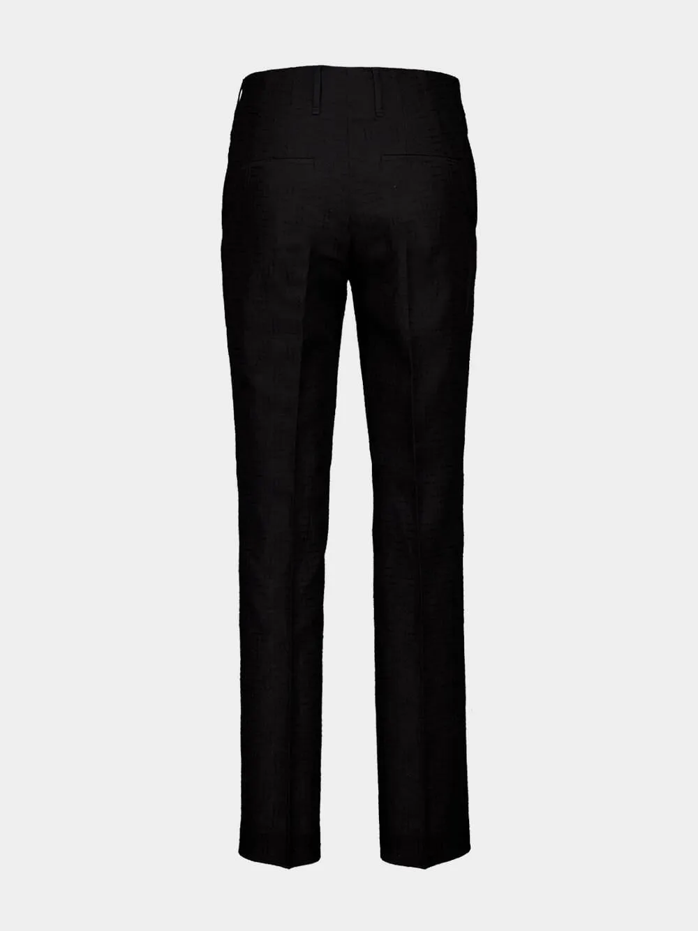 Black Linen FF Jacquard Tailored Trousers