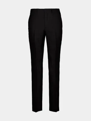Black Linen FF Jacquard Tailored Trousers
