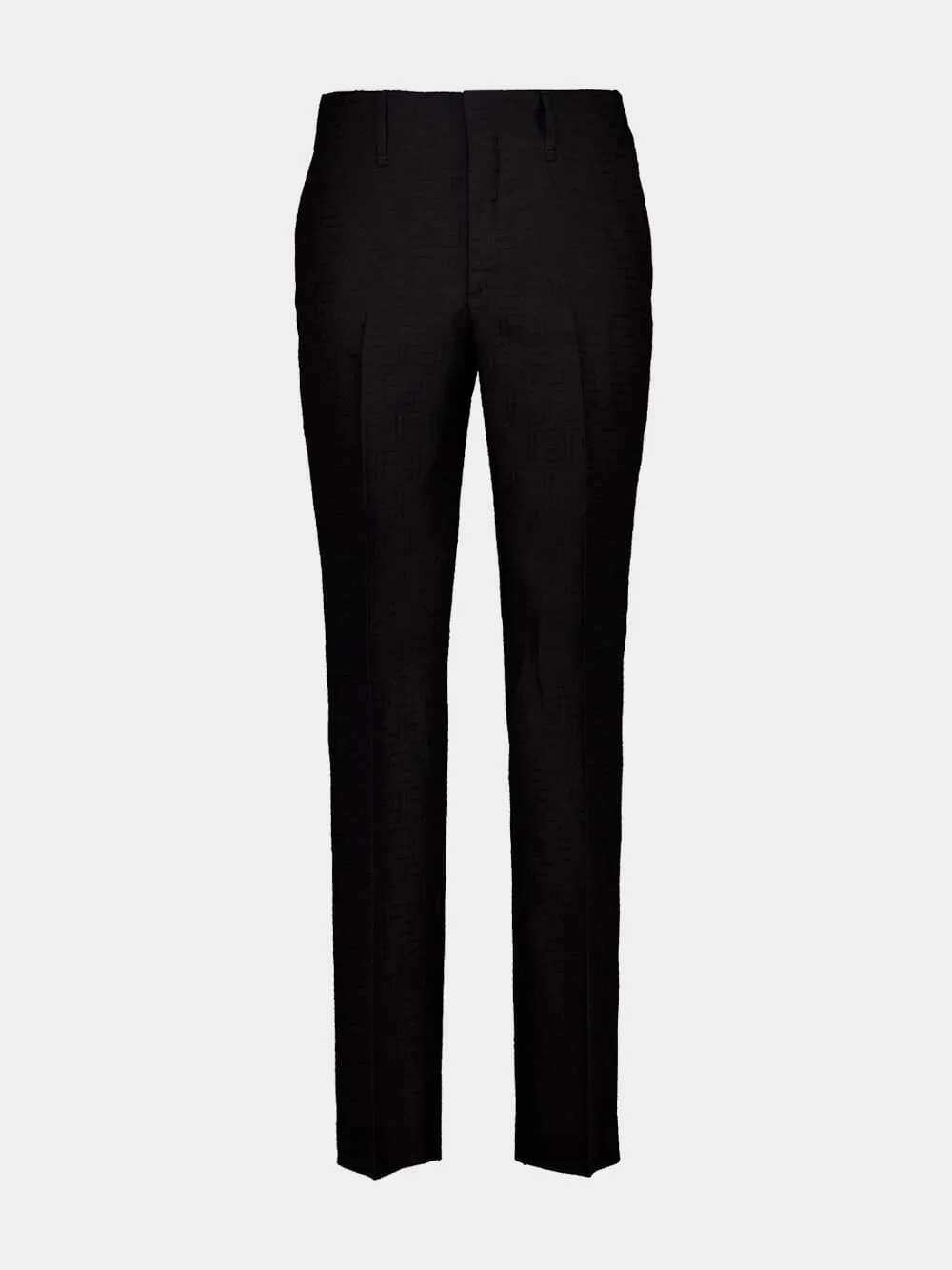 Black Linen FF Jacquard Tailored Trousers