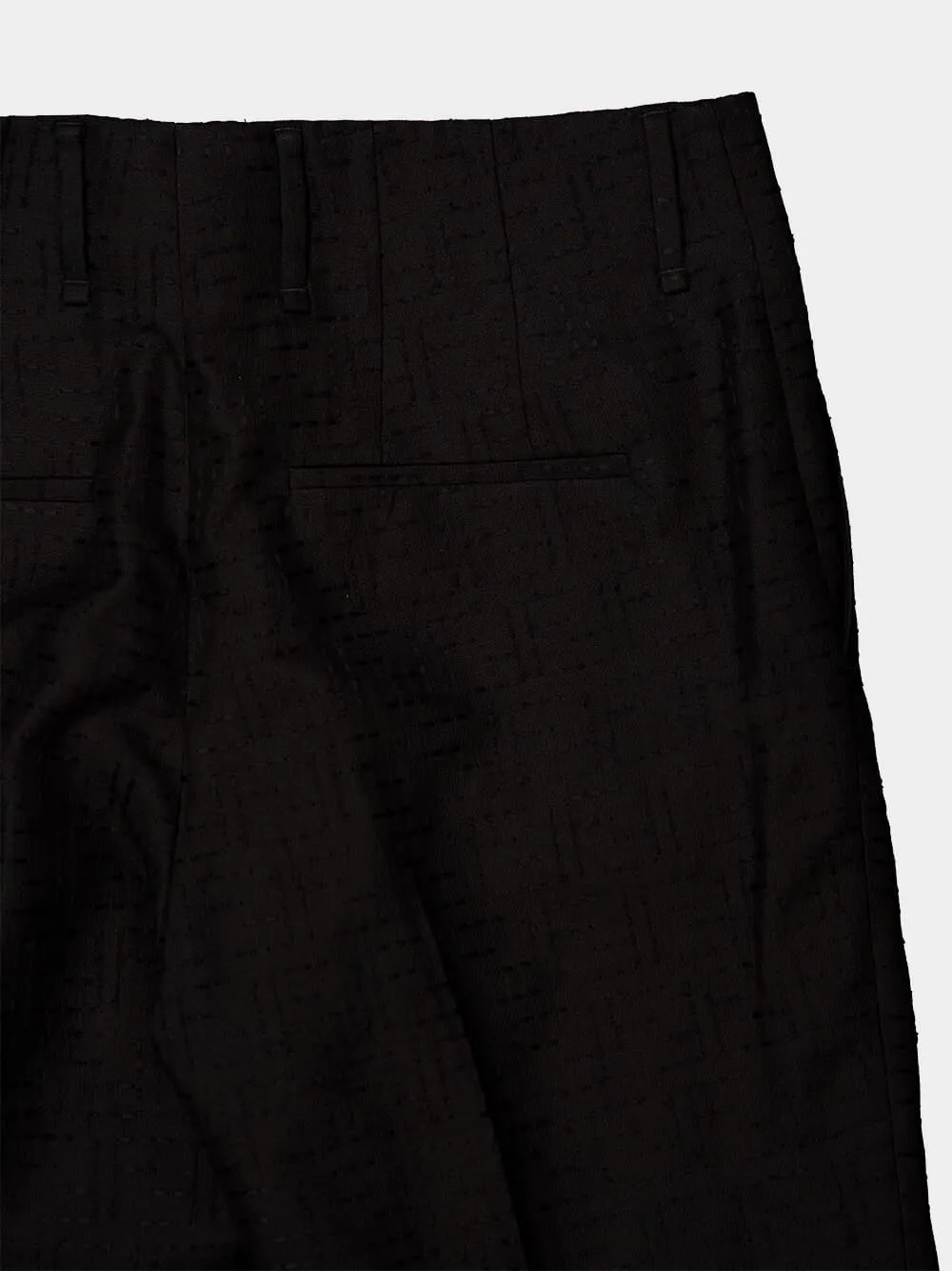 Black Linen FF Jacquard Tailored Trousers