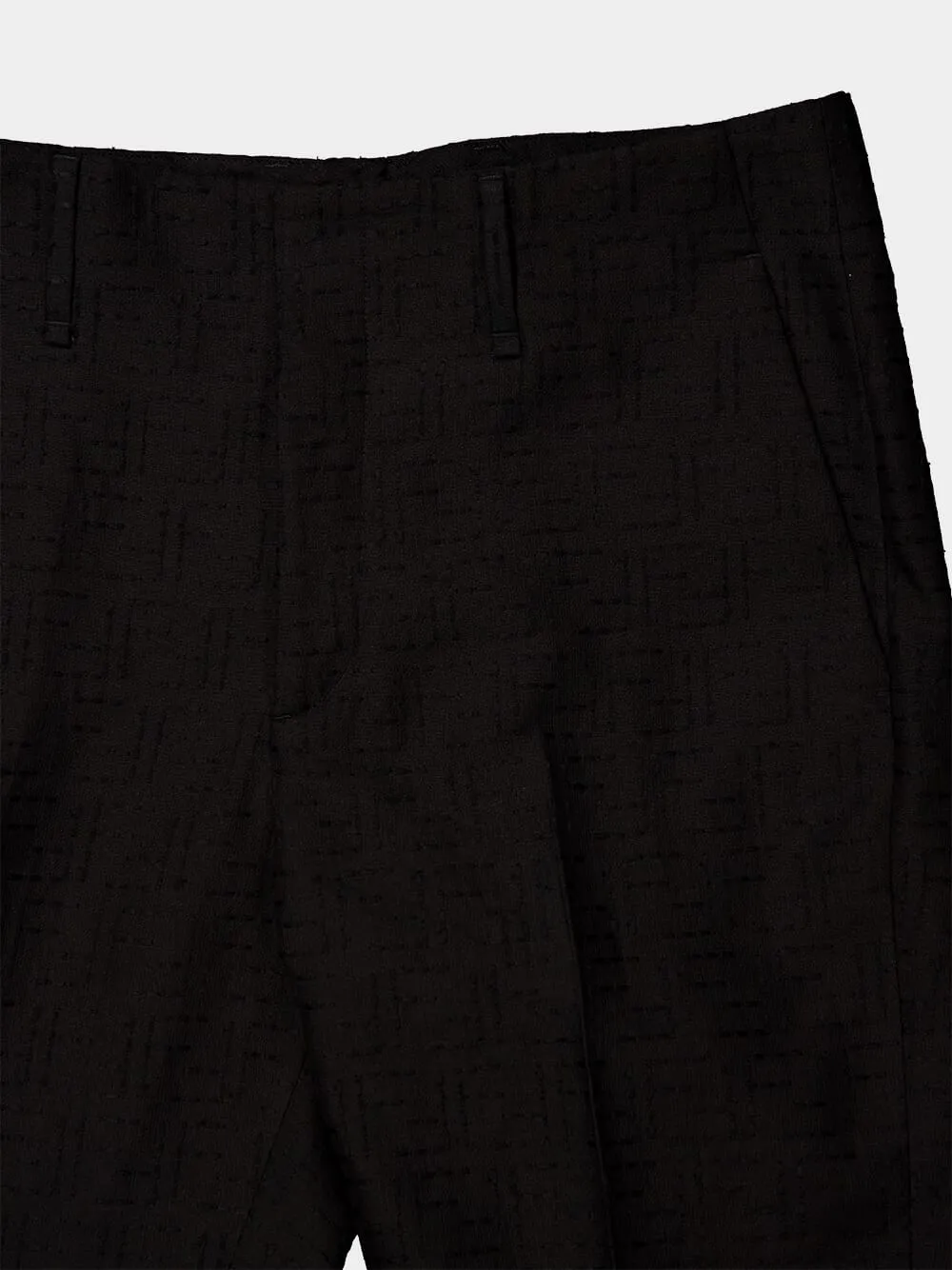 Black Linen FF Jacquard Tailored Trousers
